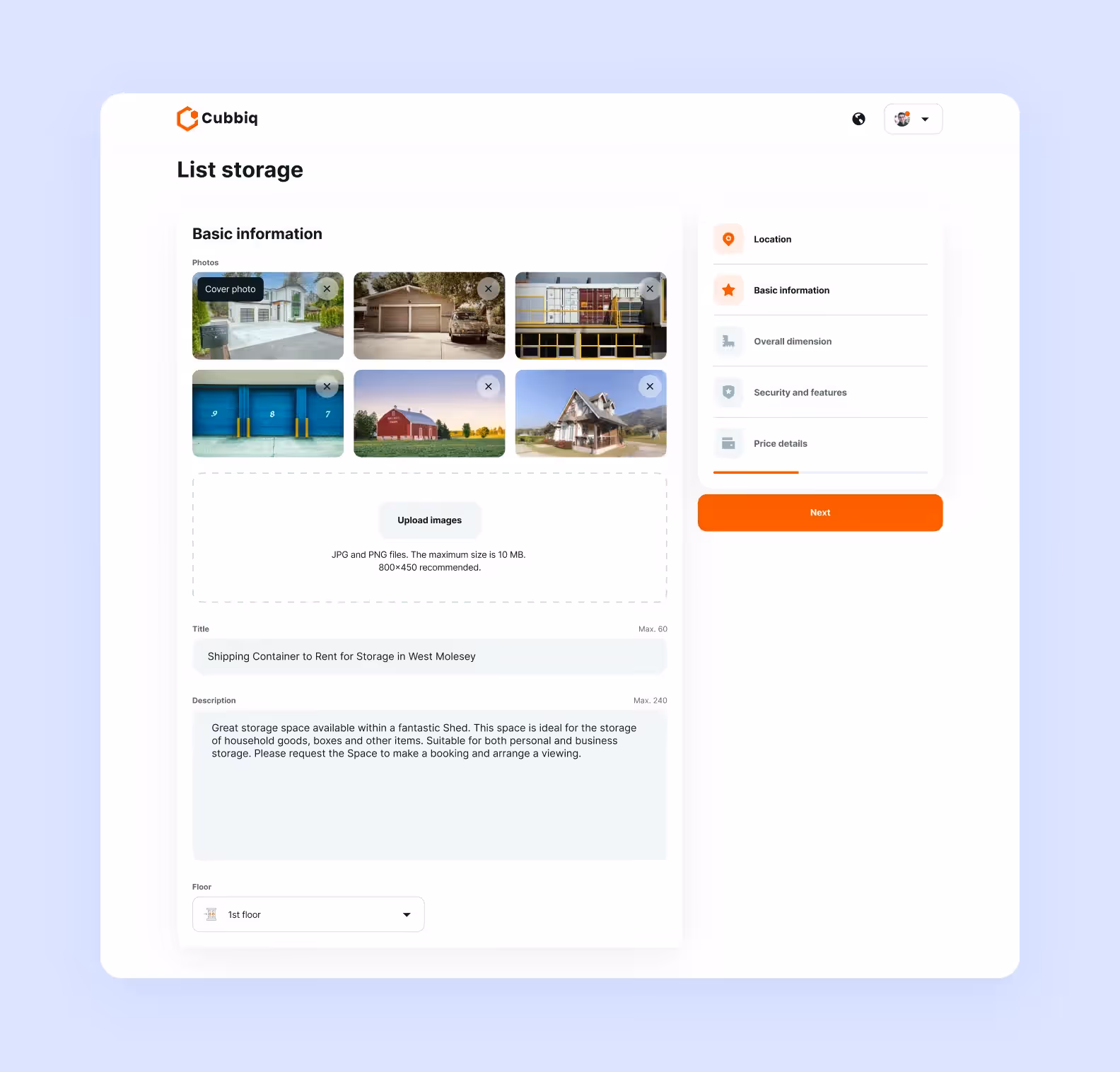 cubbiq c2c storage rental marketplace homepage singapore web app purrweb 2024