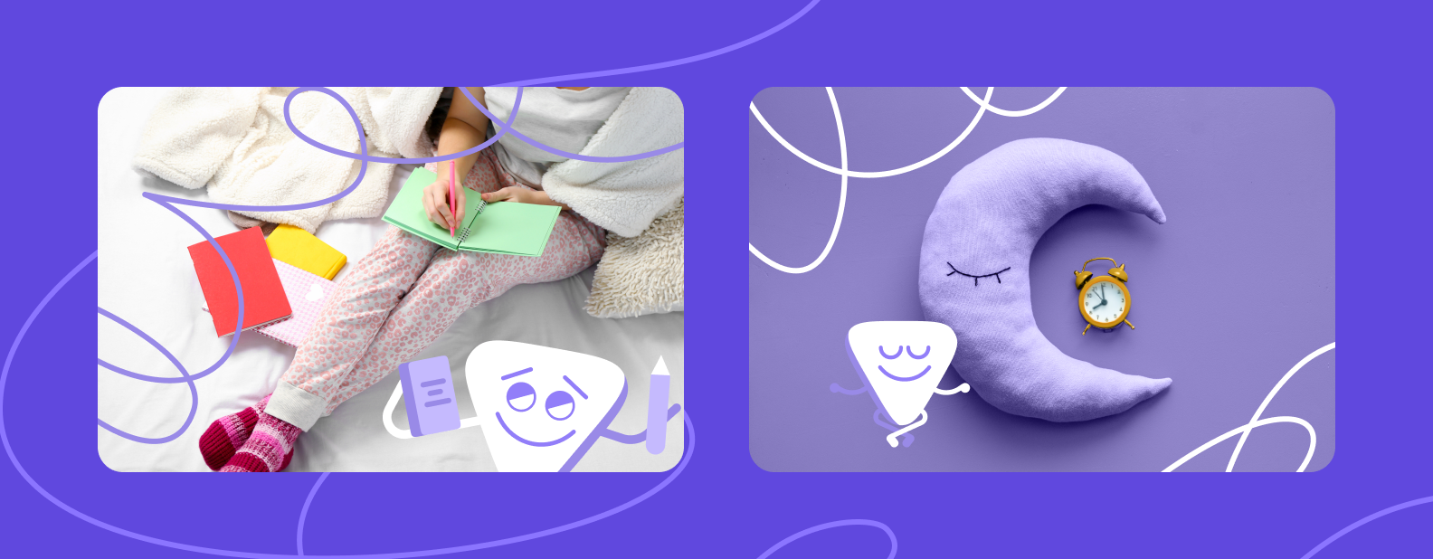HLP mascot illustrations in everyday scenarios