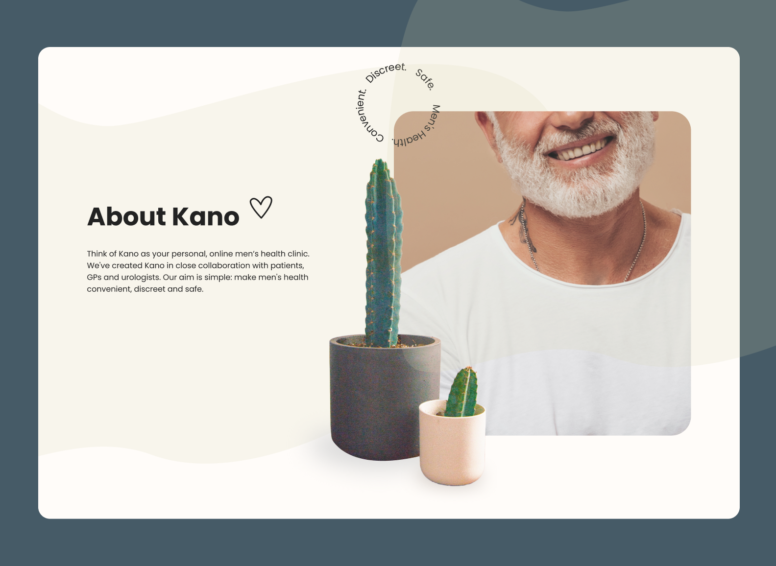 About Kano section on the landing page of a men’s health service