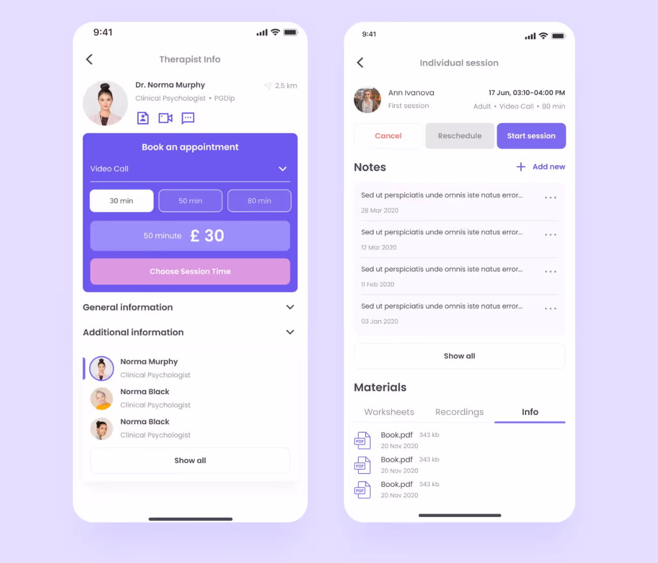 Online therapy service for online consultations