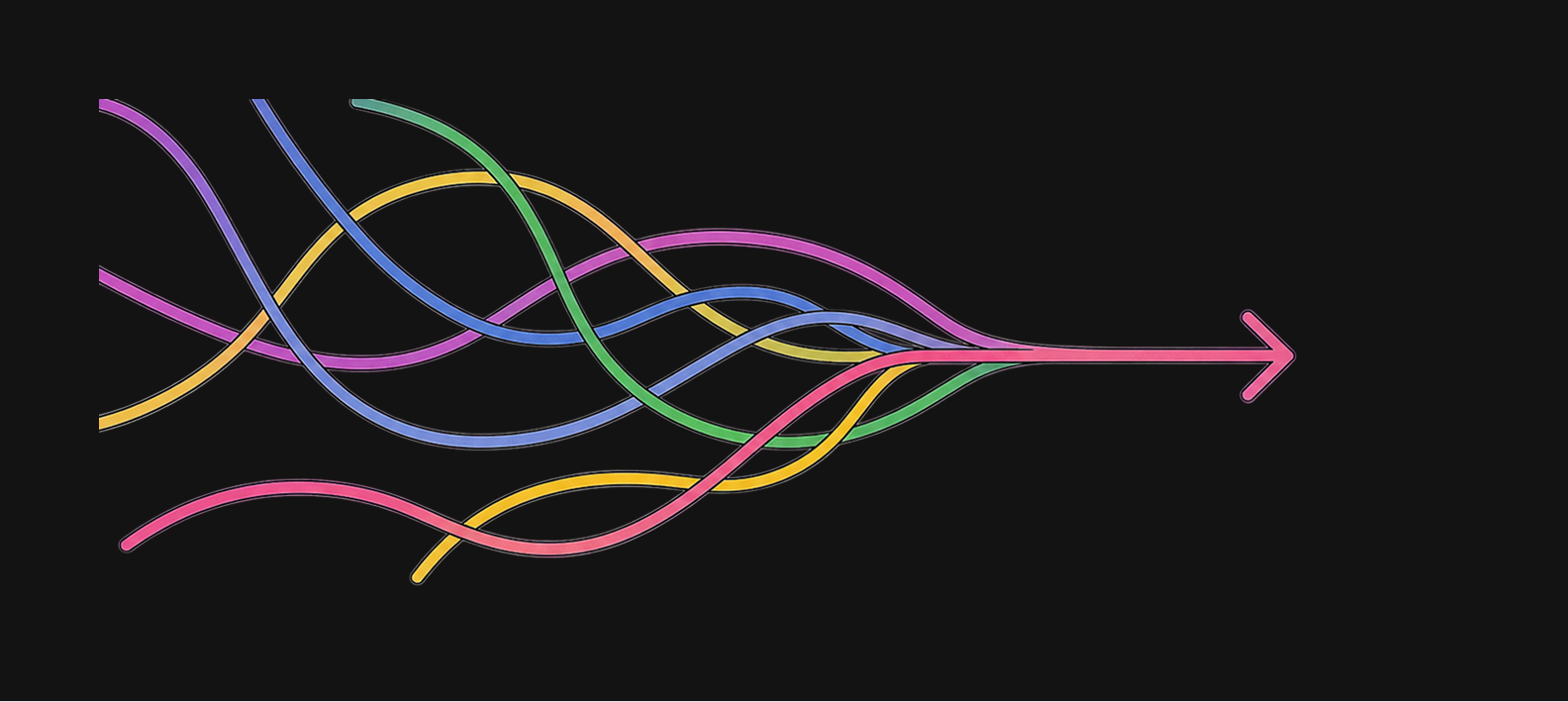 Project workstreams converging into one coordinated process