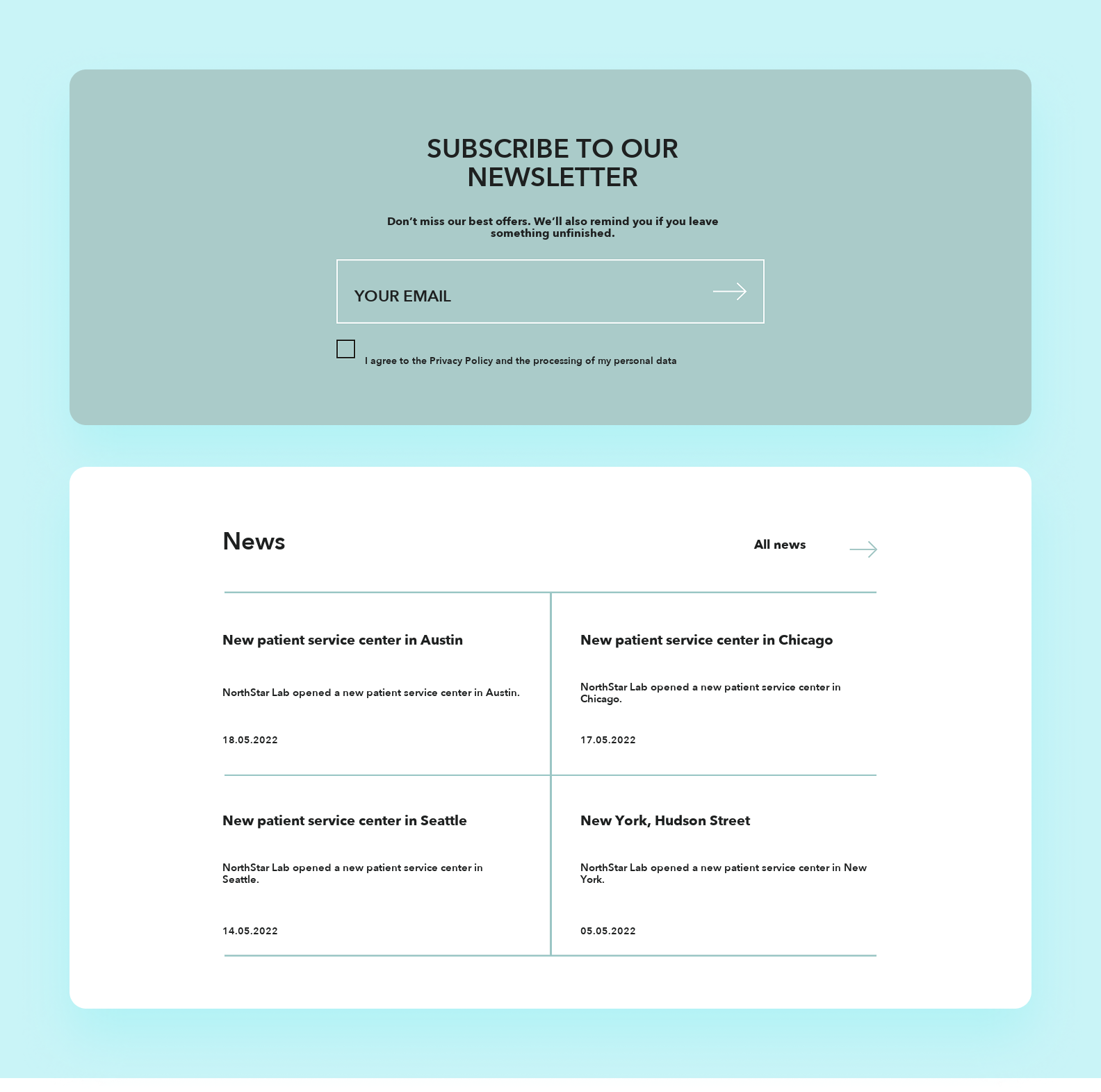 A few elements from the old MedCare homepage
