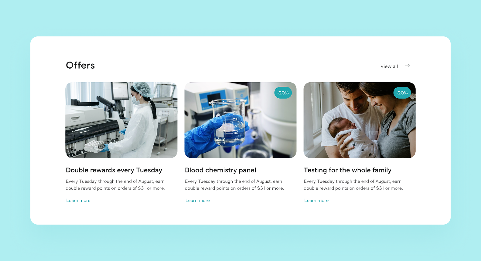 Promotional cards on the MedCare website