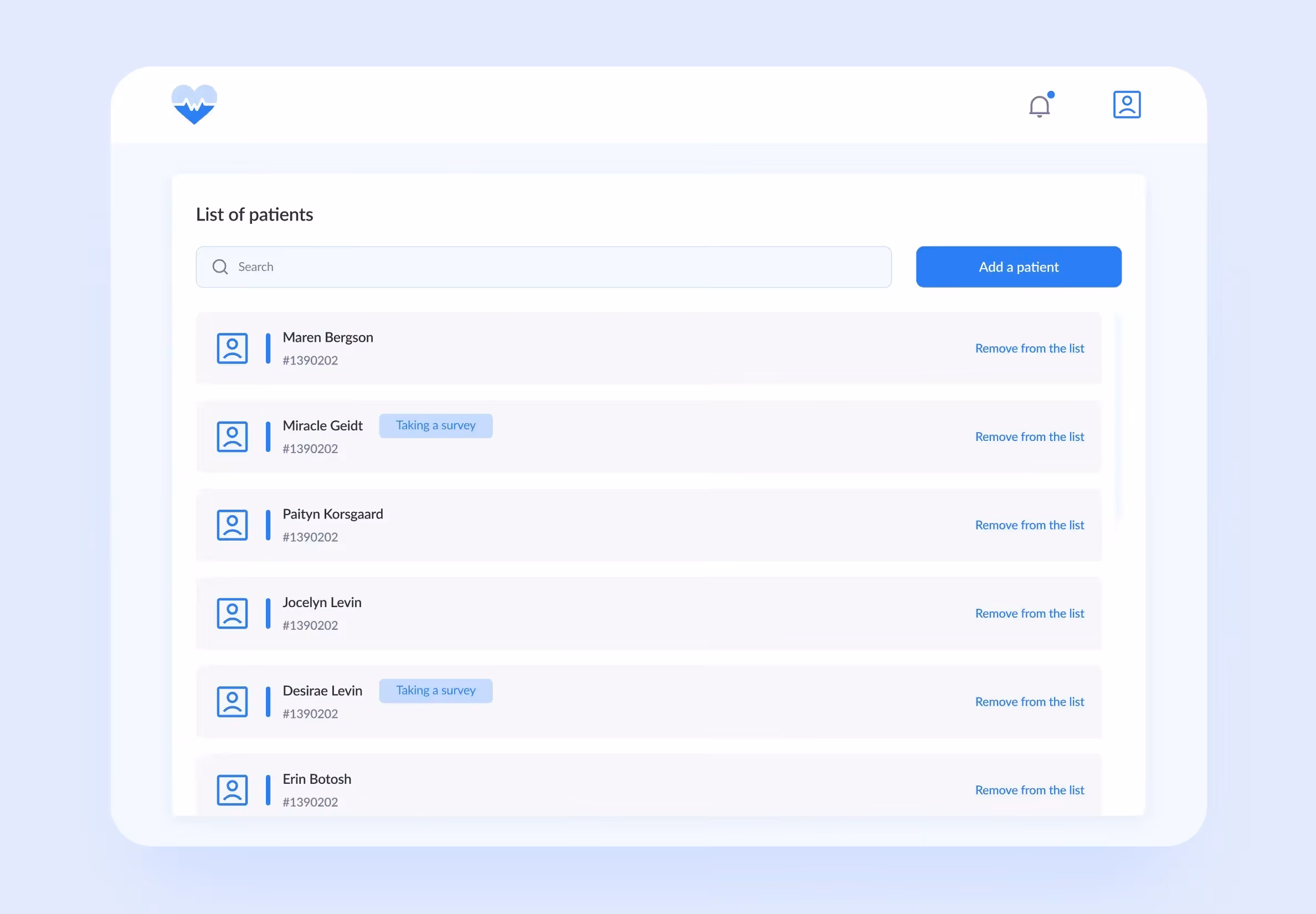 medico patient survey and clinician monitoring dashboard