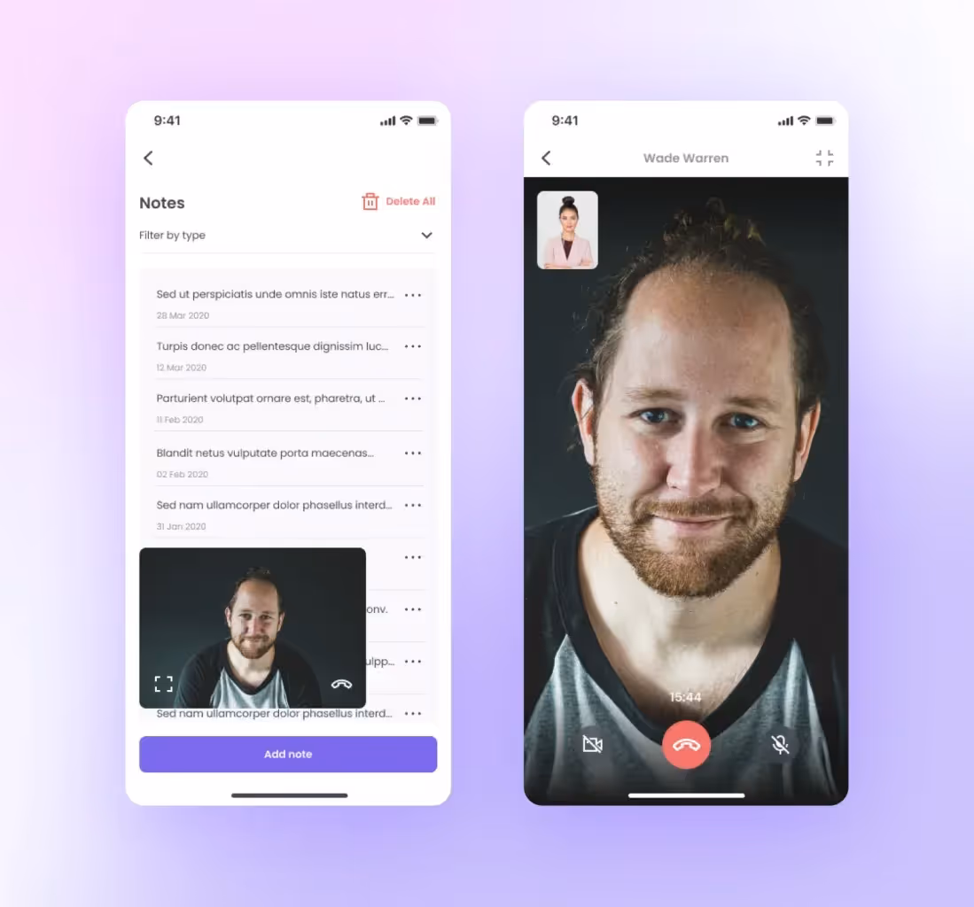 My Therapy Assistant notes and video therapy session interface