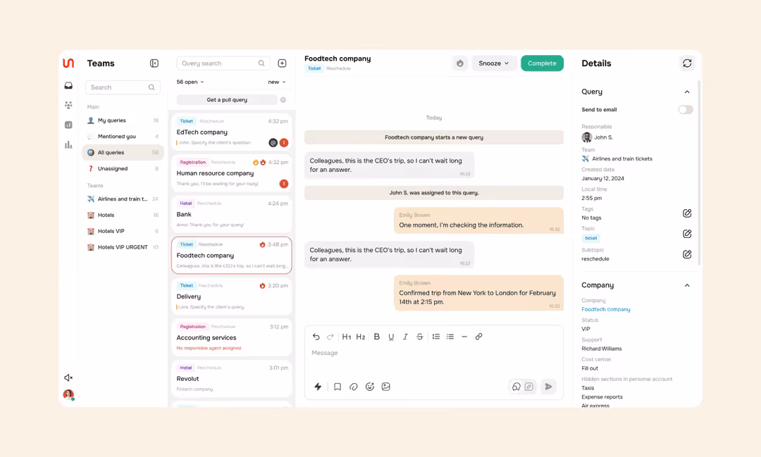 smartchat customer support interface