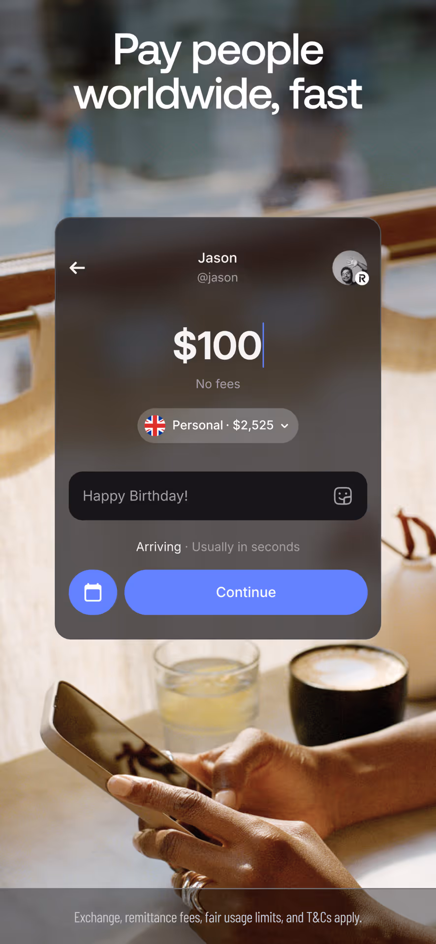 revolut mobile banking app transfer screen example