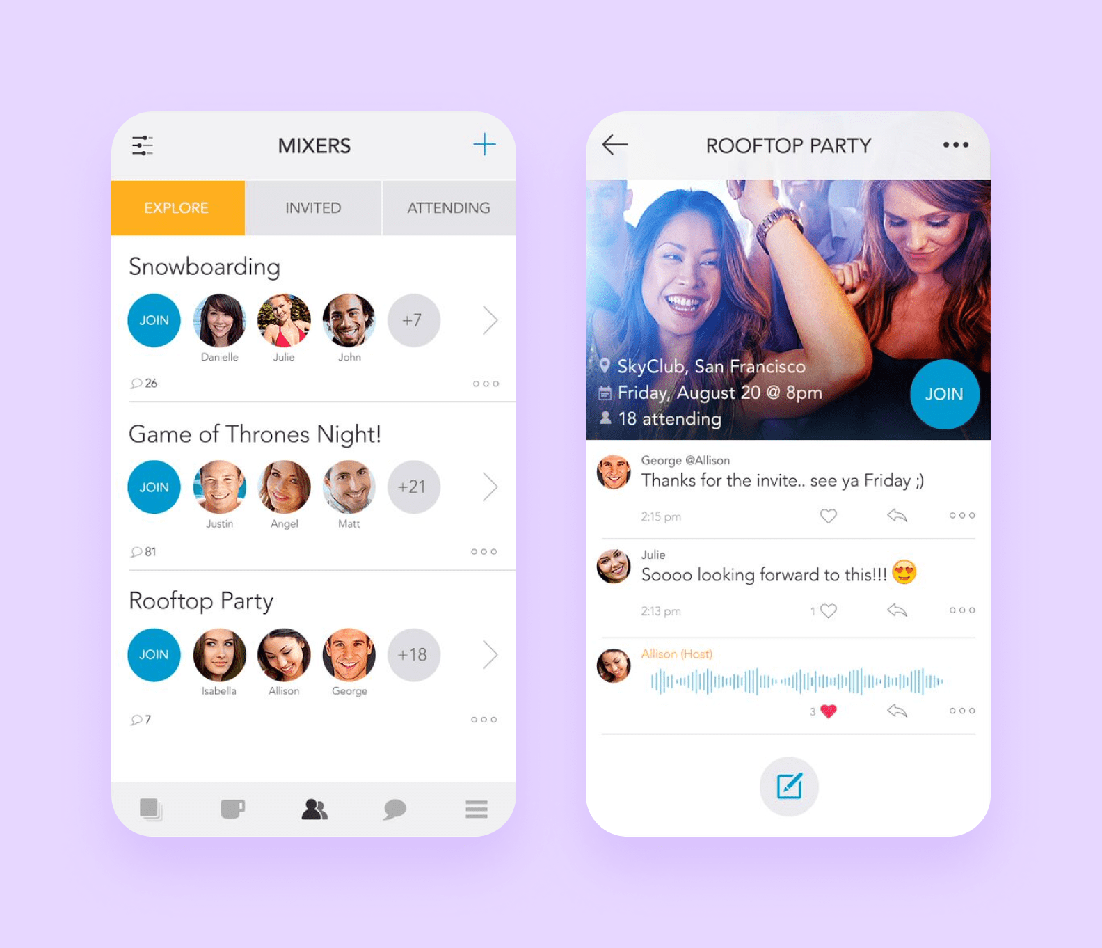 example of application that suggests group dating
