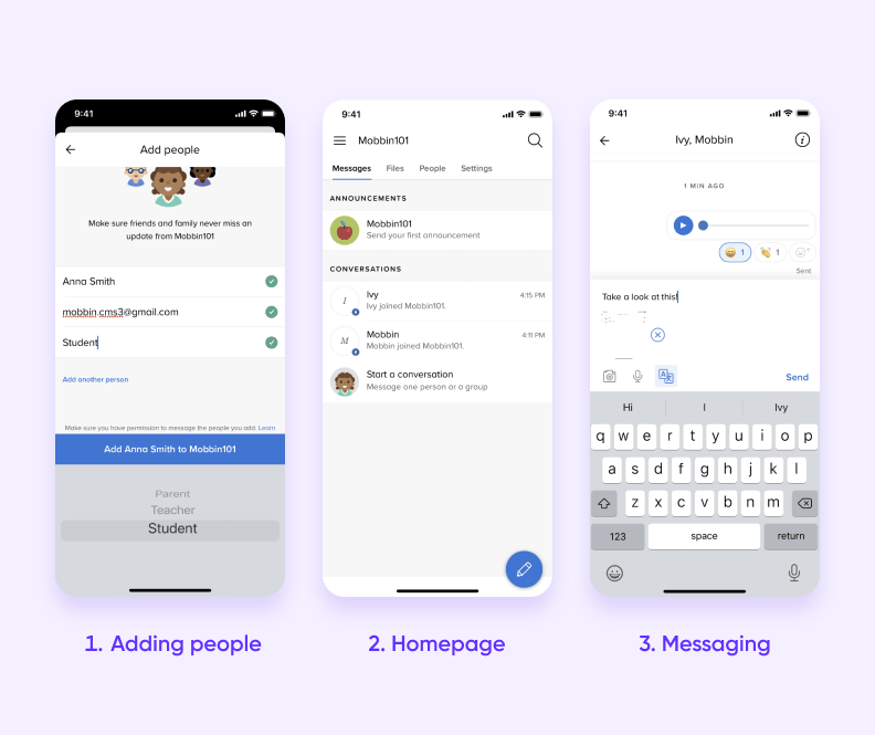 The flow of the Remind app