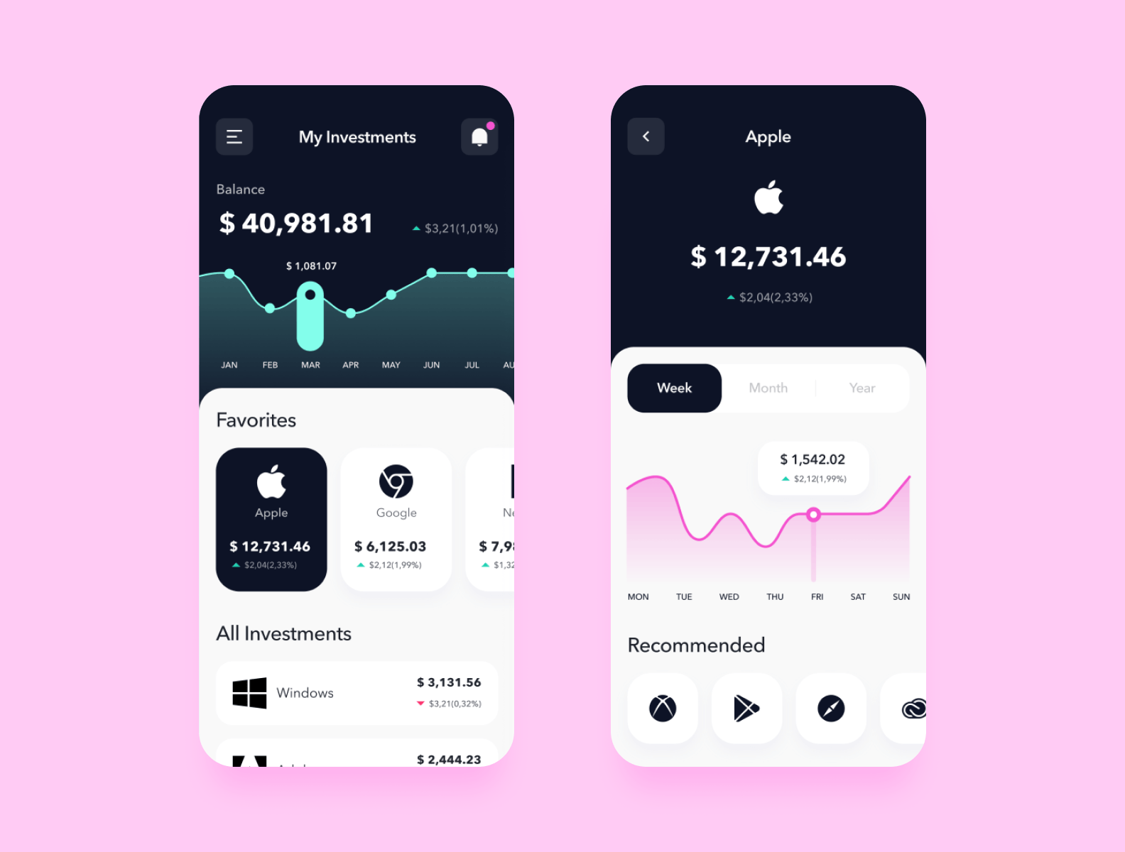 screen of an investment app