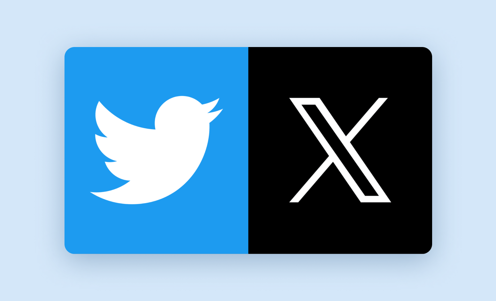 The old and new logo of Twitter/X