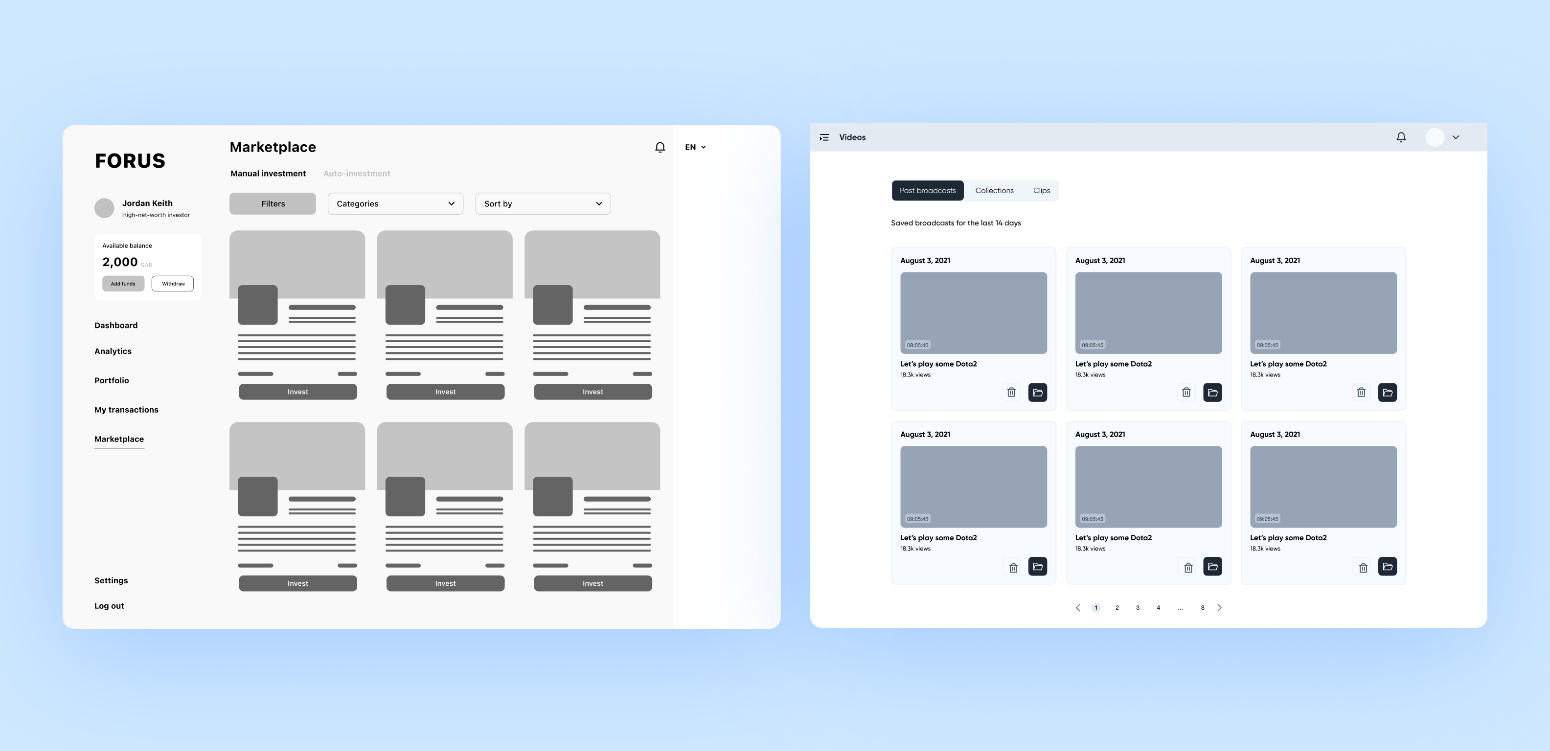 An example of wireframes