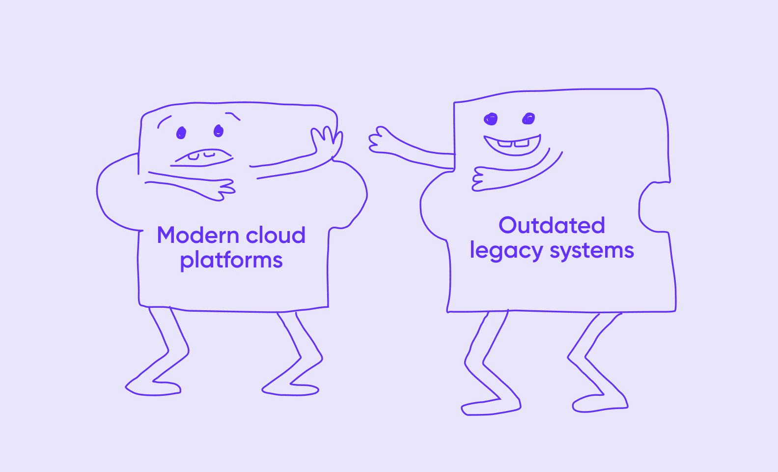 Legacy systems rarely match with modern cloud solutions