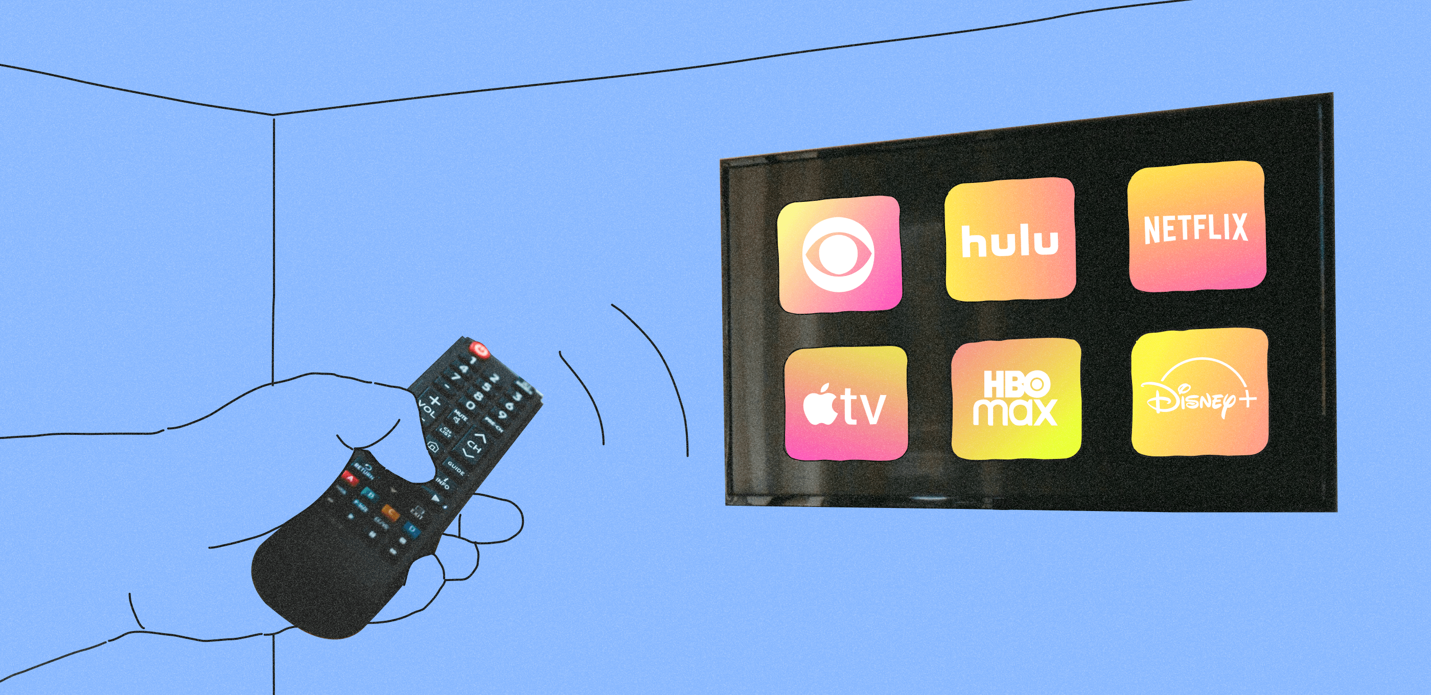 TV with different OTT applications on the screen