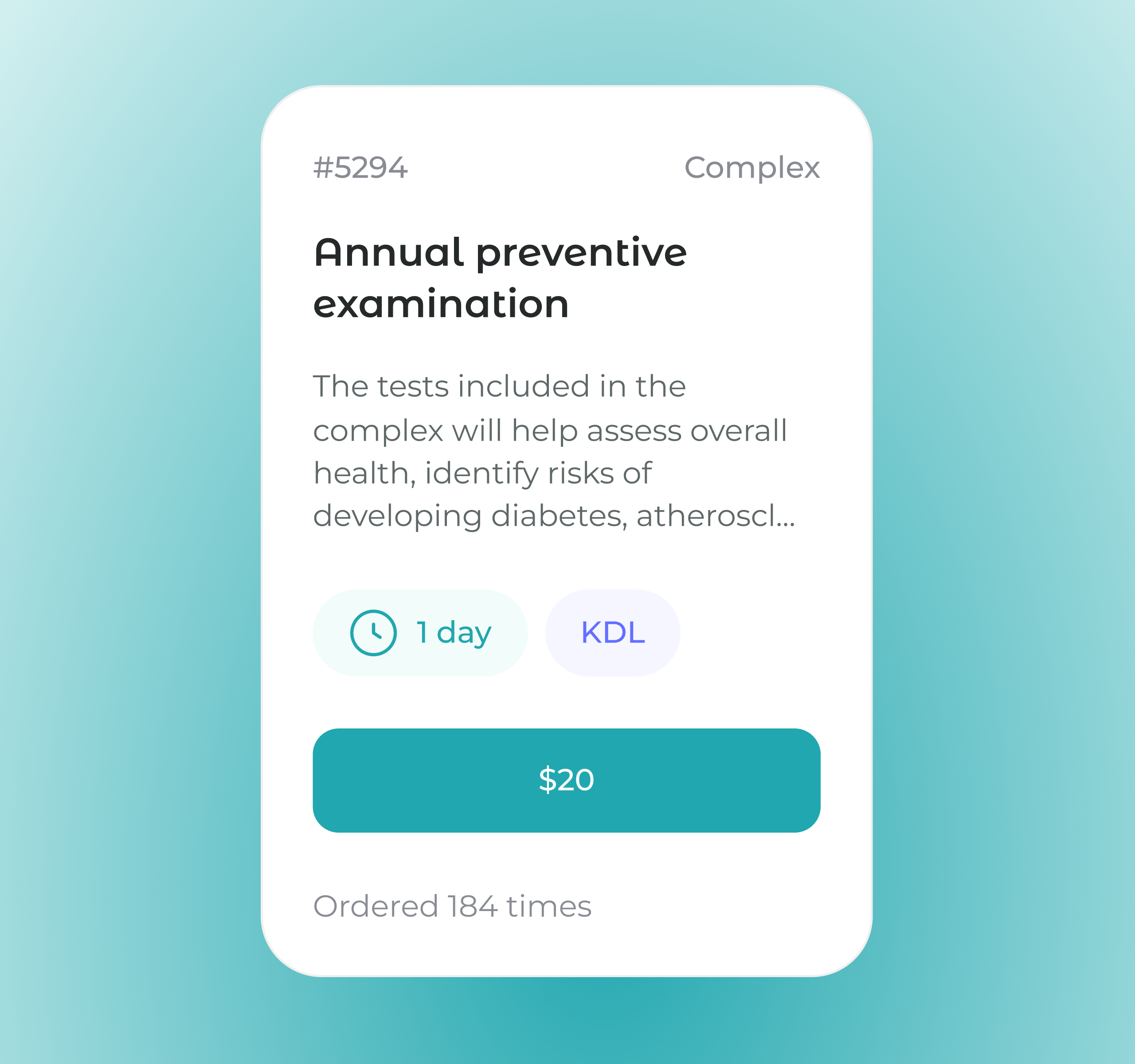 Catalog card «Annual preventive examination»