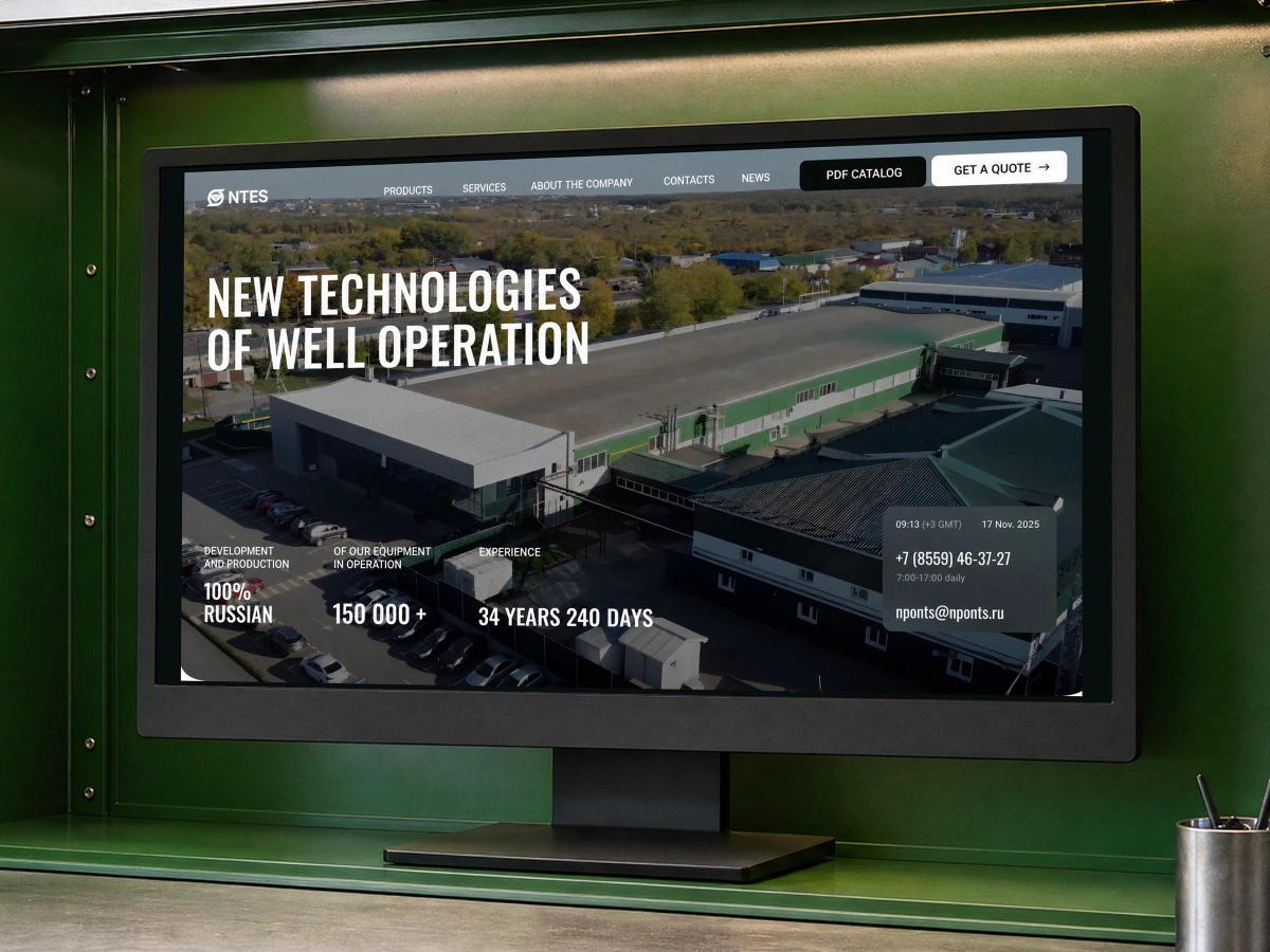 The translated NTES homepage in the same desktop-monitor composition. The workspace is a concept; this screen replaces the unavailable translation of the original view.