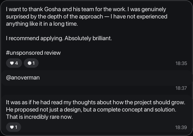 English review from a startup founder