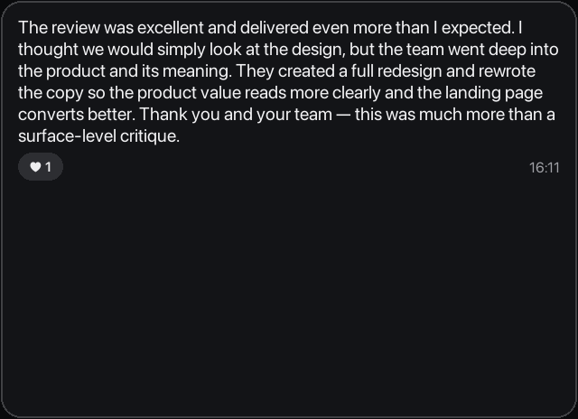 English review from a startup founder